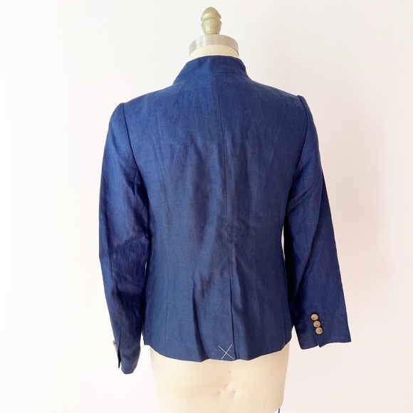 LINEN Talbots Classic Single Button Navy Blue Blazer with Nautical Details 2P - Picture 3 of 6
